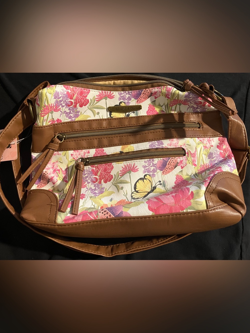 Stone & Co. Floral Butterfly Tote in Multi and Caramel